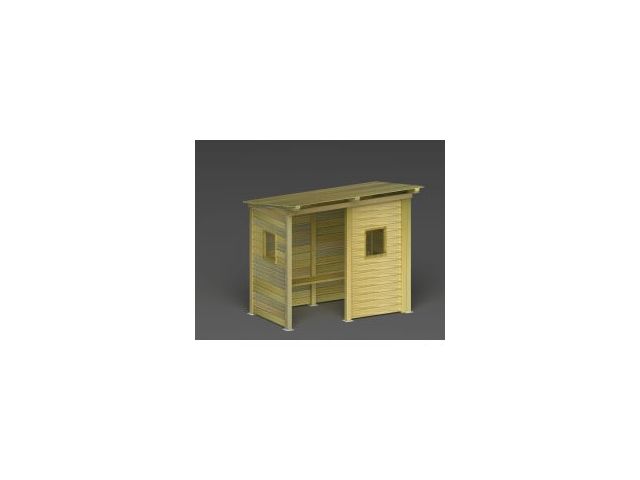 Abri bus en bois semi fermé + banc  Contact NORMEQUIP
