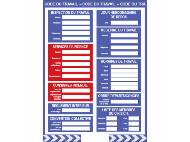 Affichage obligatoire code du travail | Contact PRO SIGNALISATION