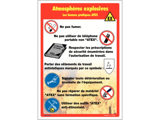 Affiche Atmosph res Explosives Les Bonnes Pratiques ATEX Contact SETON Affiche Atmosph res Explosives Les Bonnes Pratiques ATEX Contact SETON