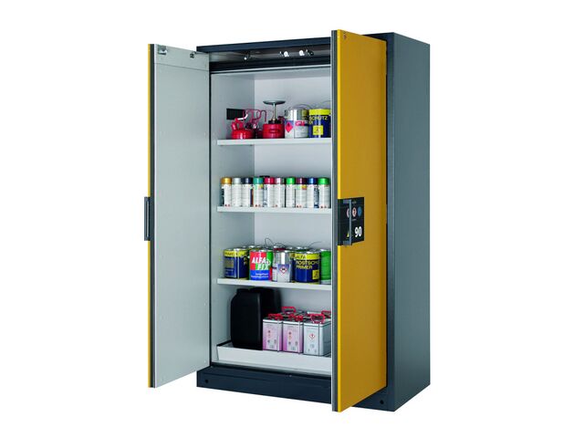 Armoire pour produits inflammables, coupe-feu 30 min, 3 étagères - Axess Industries