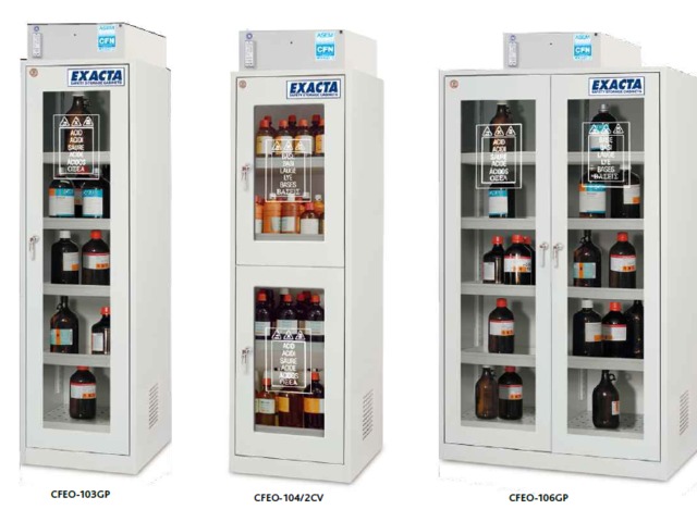 Armoires à filtration moléculaire certifiées NFX15-211 série ECO F à étagères fixes et portes vitrées