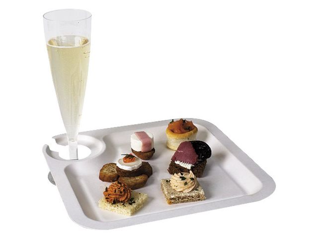 Assiette Apéritif Design Martini - 4 Compartiments En Verre (Rouge Et Noir)