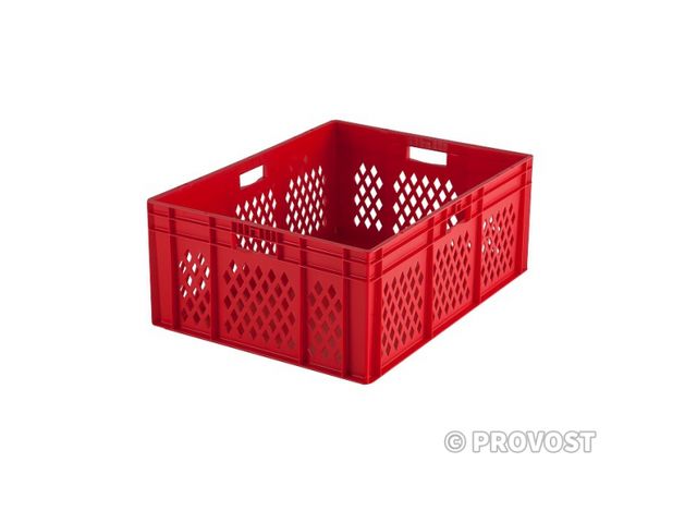 Caisse Plastique Alimentaire Empilable - Format Euro 800x600x210 Mm - Avec Poignées - Couleur Jaune - Résistante Et Facile à Nettoyer