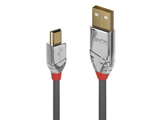 Câble USB 2.0 Type A Vers Mini-B LINDY 0,2 M - Noir, Blindé, Contacts Dorés Pour Transfert 480 Mbps