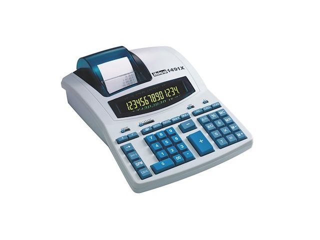 Calculatrice Imprimante Professionnelle Ibico 1232X - Ecran 12 Chiffres, Impression 2 Couleurs - Blanc/bleu