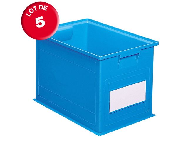 Gardivo - Lot De 5 Caisses E2 Bleues 60x40x20 Cm | Caisse Plastique Empilable Pour Stockage Transport Alimentaire | Norme EURO2