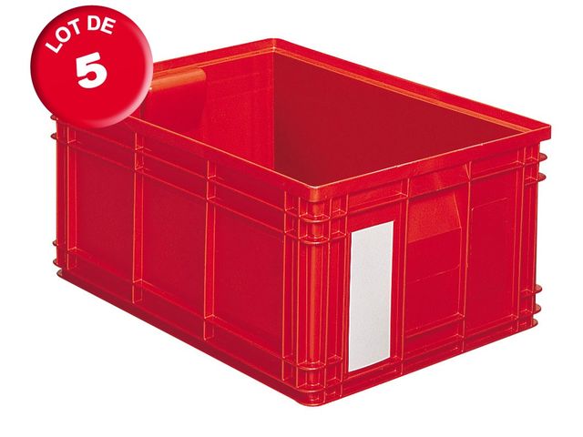 Lot De 5 Caisses Rouges E2 - 60x40x20 Cm - Empilables, Alimentaires, Robustes - Idéal Stockage Et Transport