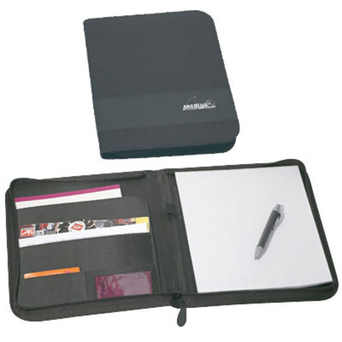 Porte-documents Conférencier A4 – Fermeture éclair – Cuir PU – Gris Foncé – Avec Support Tablette Et Calculatrice