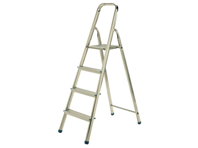 EURO VANADIUM Escabeau 3 Marches Pliable Aluminium - Léger 3,3 Kg, Charge 150 Kg, Antidérapant