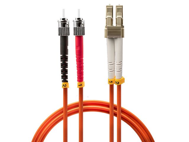 Câble Fibre Optique Duplex LC/ST OM3 15m – Câble Multimode 50/125µm Avec Protocole De Test – Pour Réseau Data