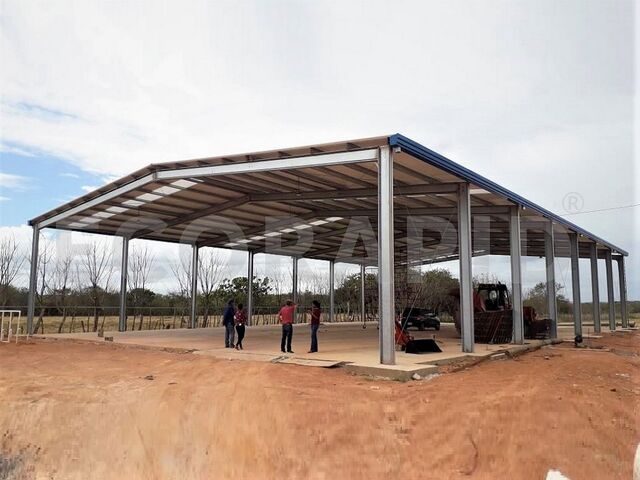 Hangar modulaire en kit type ECORAPID® pour abris ouverts de chantiers et cours