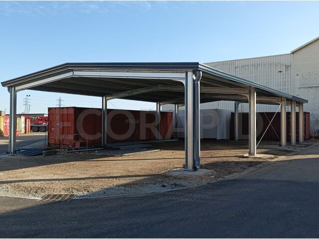 Hangar modulaire en kit type ECORAPID® pour abris ouverts de chantiers et cours - CUALIMETAL