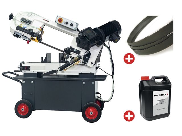 Scie à Ruban 1200 W Pour Métal Et Bois - Lame 185 Mm, 5200 Tr/min - Coupe Jusqu'à 50 Mm, Angle Réglable 0-45° - 8
