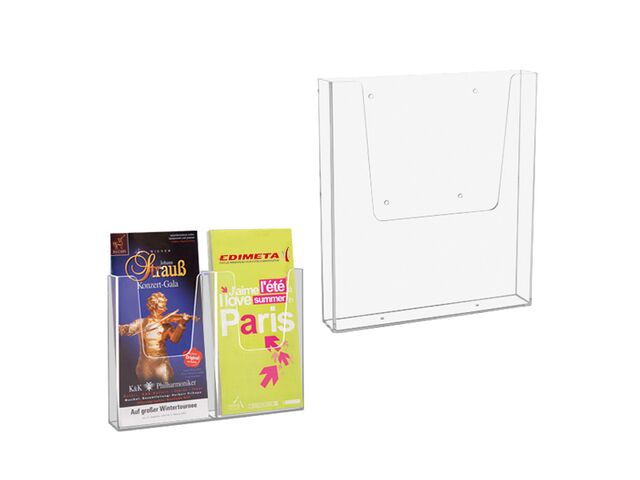 Porte-Brochures Mural Acrylique Transparent A5 Portrait - HMF 16,5x21x3,5 Cm - Présentoir Flyers Robuste