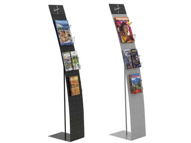 Présentoir Black-Line® 3000 gris largeur 24 cm avec fronton ...