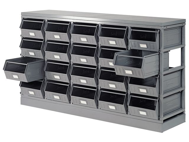 Rack stockage 20 casiers avec bacs vernis métal 28 litres | Contact ...