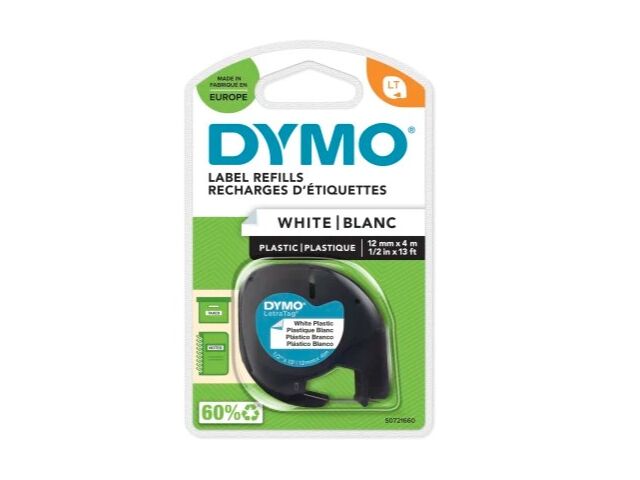 Ruban d'étiquetage 12 mm noir sur blanc | Dymo LetraTag S0721660
