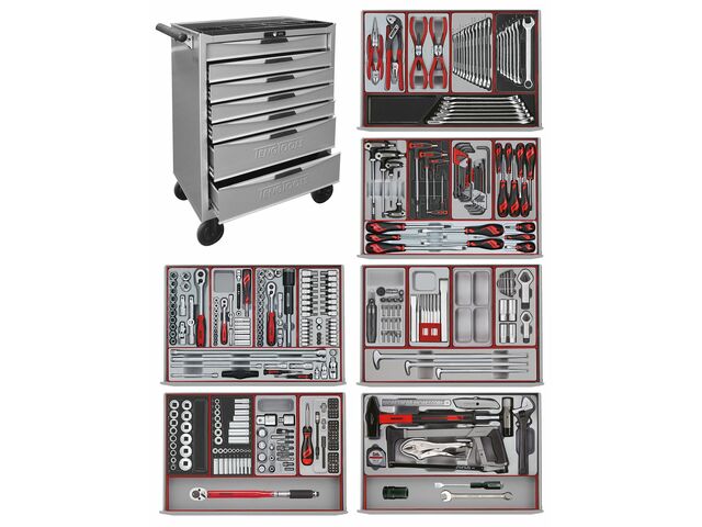 Composition de servante d'atelier 9 inserts 205 outils (3 tiroirs) - EG