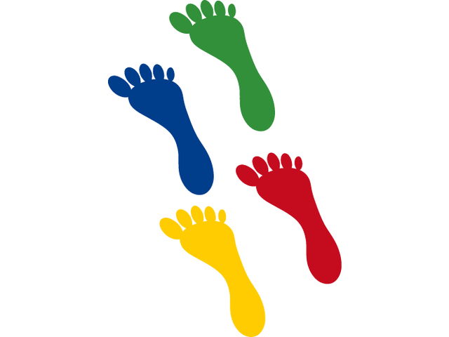 Autocollants Empreintes De Pas - 10 Paires Rouge/Vert - Pour Sols Lisses Et Carrelage