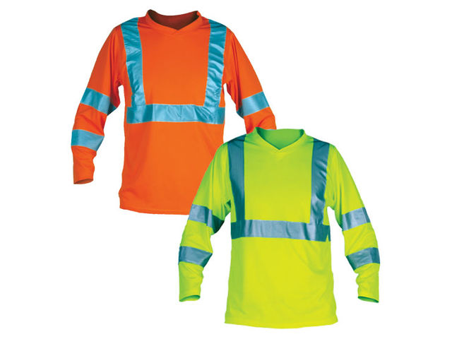 T-shirt Haute Visibilité Manches Longues - Orange Fluo, Bandes Réfléchissantes | Graunton