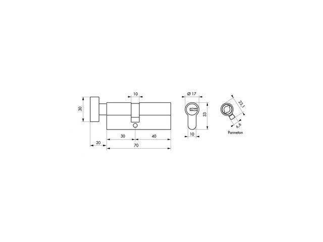 Cylindre de serrure THIRARD T2 débrayable L.45 + 45mm 5 clés | Leroy Merlin
