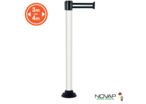 Poteau alu blanc à sangle Noir/Argent sur socle fixe - Novap