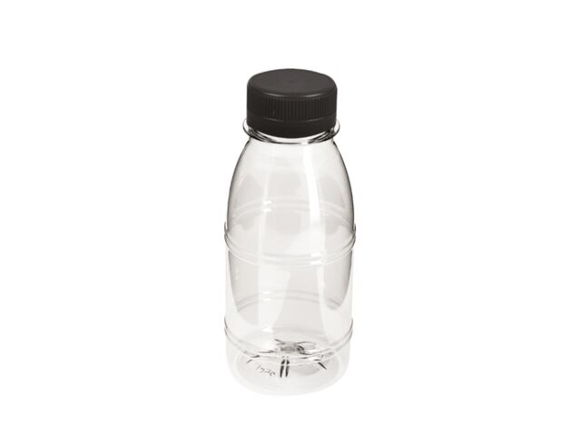 Bouteille en plastique RPET transparente 250 ML + bouchon noir (X440) Firplast