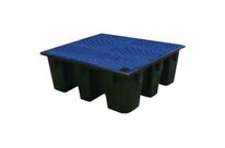 Manutan Expert - Bac de rétention 4 futs PE recyclé 450L avec caillebotis - Noir - Résistant acides bases