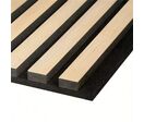 Lot de 8 Panneaux Acoustiques Muraux - Tasseaux Finition Chêne Blanc - Fond Noir - 240x60x2,2cm