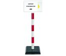 Poteau PVC grande hauteur Rouge/Blanc sur socle lester 3kg avec support d'information A4 - 2000161