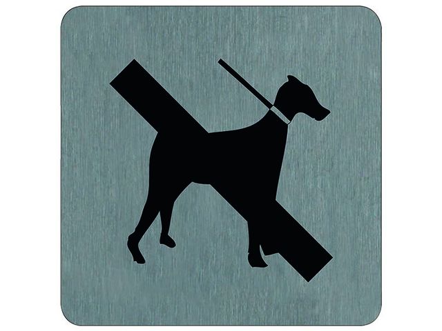 Plaque de porte Interdit aux chiens - Aluminium brosse 100x100mm - 4384184
