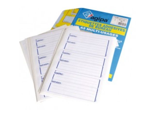 48 étiquettes adhésives pour expéditions, format 64 x 133 mm.
