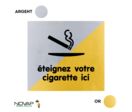 Plaquettes de porte 90x90mm - Eteignez votre cigarette ici - Argent &amp; Or