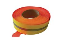 Ruban de signalisation de chantier - Textile Fluo Rouge Jaune 50m x 50mm - Nuit &amp;amp; Parking - Rétro 10mm