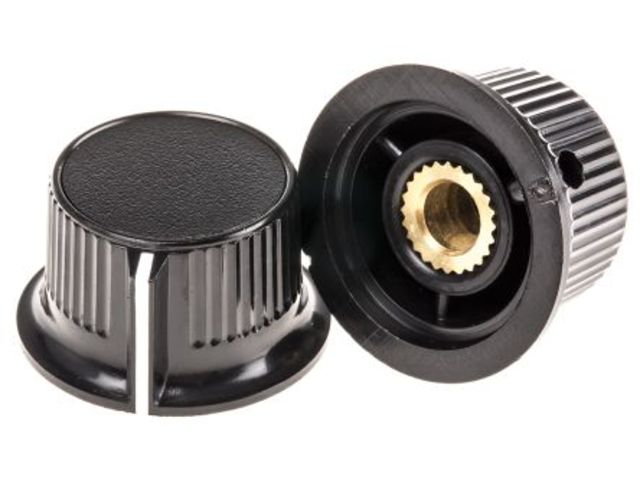 Lot 5 Boutons Potentiomètre Laiton Pour Arbre 6 Mm - Bouton Rotatif Noir Pour Interrupteur Et Audio - 31x19x15 Mm