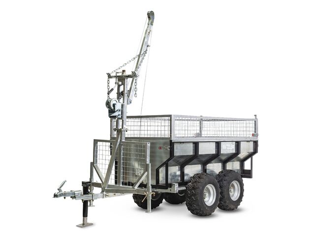 Remorque 1000 kg avec benne galvanisée et grue Torros AHR1000GK