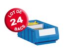 Carton de 24 bacs tiroirs plastique Multibox bleu L.160 x P.300 mm