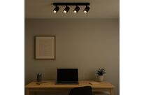 Plafonnier 4 Spots Orientables Alu Noir pour Ampoule GU10