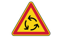 Panneau de danger temporaire carrefour à sens giratoire