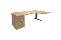Bureau Asym. 180 Cm Retour Droit Av Caiss. Porteur T.1315