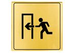 Plaquette Sortie de secours flèche gauche - Plexiglas or 90x90mm - 4500225