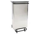 Manutan Expert - Poubelle Agroalimentaire Inox 110L à Pédale - Argent Brillant - HACCP - 2 Roues