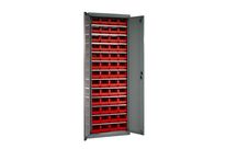 Armoire porte-bacs haute avec portes avec 52 bacs plastique 3.8 litres