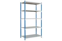 Manorga - Kit Rayonnage Combi-Flip Départ - 2000x1250x400mm - 5 Tablettes Pleines - Gris/Bleu - Charge 900kg