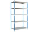Manorga - Kit Rayonnage Combi-Flip Départ - 2000x1250x400mm - 5 Tablettes Pleines - Gris/Bleu - Charge 900kg