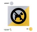 Plaquettes de porte 90x90mm - Interdit aux chiens - Argent &amp; Or