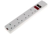 White 4 Way Rewireable Extension Socket