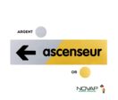 Plaquettes de porte 170x45mm - Ascenseur flèche à gauche - Argent &amp; Or