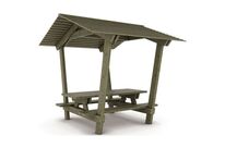 Mobextan - Table bancs Stagadon Pin - 260x240x250 cm - 10 places - Éco-responsable PEFC