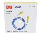 3M - Bouchons d'oreilles Ultrafit Réutilisables Jaune - Cordelette - 29 dB - Protection Auditive CE